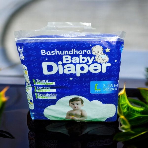 Bashundhara Diaper L (7-18 kg) 32 Pcs in Pack